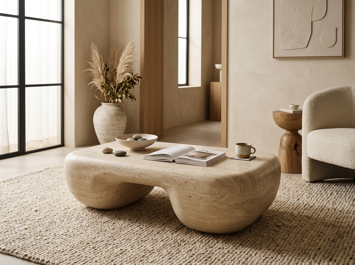 The Monolith Travertine Cocktail Table