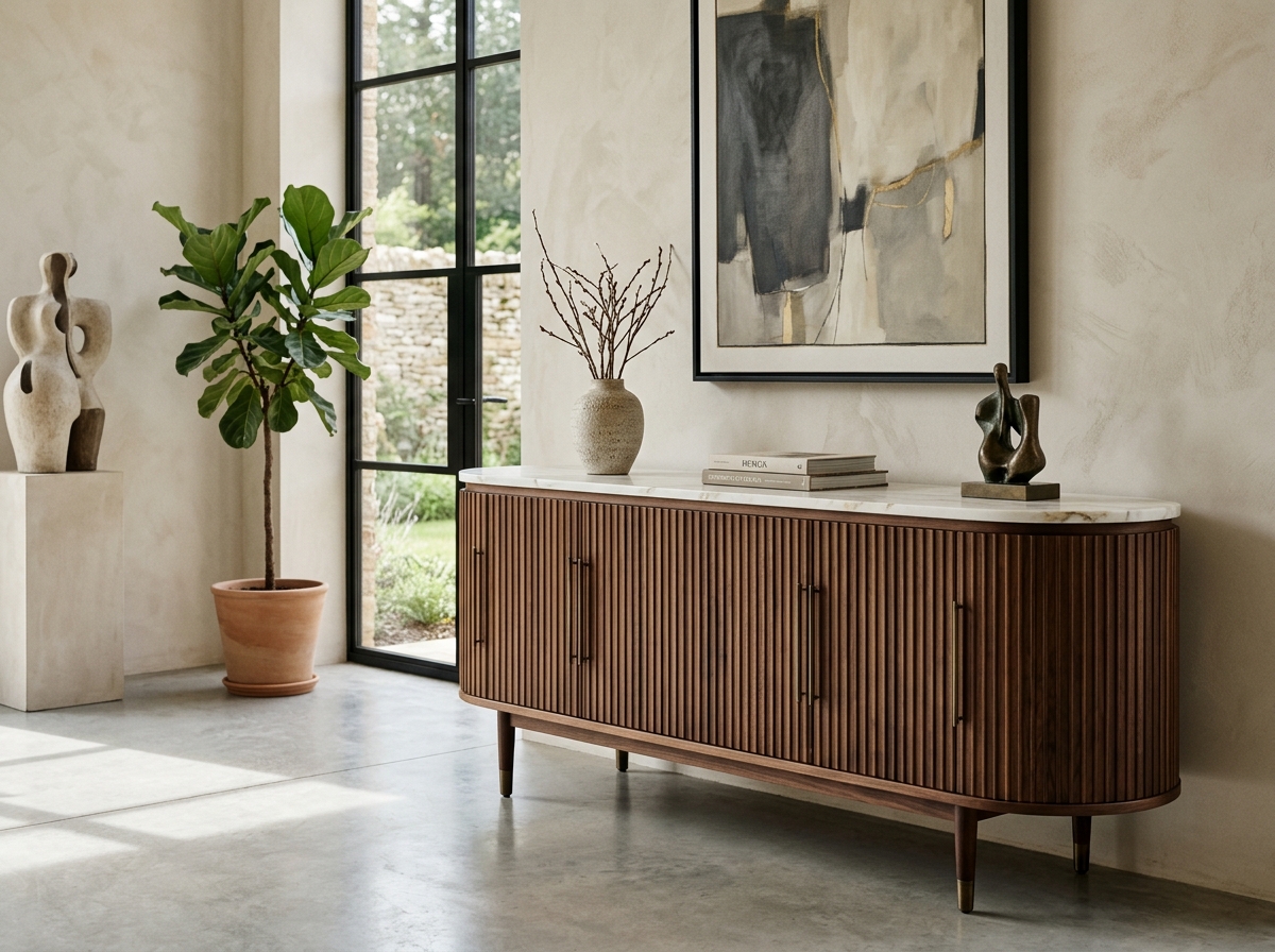 The Rive Gauche Fluted Walnut Credenza